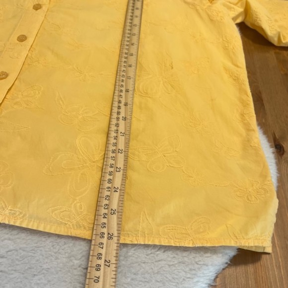 Breckenridge Woman Yellow Floral Embroidered 3/4 Sleeves Button Down Top Size 2x - Picture 11 of 11